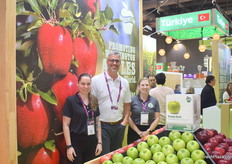 Jennie Strong, Michael Schadler and Lindsey Huber of the Washington Apple Commission. They are just getting started with a big crop, which will be marketed in Asia. They have exported apples to the continent for decades already, but these days there are more apples than ever, and thus more competition than ever. 