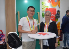 Chris He and Tina Slatterly were at the Perfection Fresh stand.