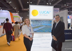 Sarah Liversage and Steven van Geel were on the TOMRA stand promoting the new LUCAi sorting equipment