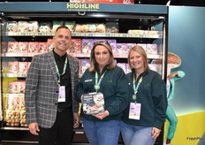 Frank Wright, Sabrina Pokomandy, and Janis Deschenes with Highline Mushrooms. Sabrina is showing the new Cream of Mushroom Soup Kit.