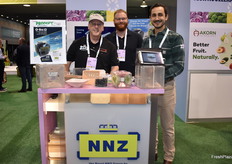 Steve Greenfield, Ryan Sorensen, and Patrick Booth with NNZ are promoting their Q-Bic™ packaging solution which saves lots of space.