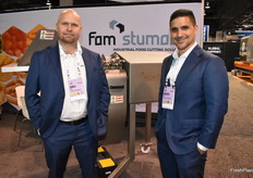 James Allinen and Andrew Idavoy with FAM Stumabo are standing by a 3D dicer that has been designed for medium to high-capacity needs.