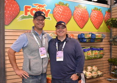 Jack Wilson and Joe Meeks with Blazer Wilkinson are promoting their Foxy branded strawberries and blueberries.