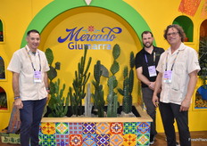The booth at The Giumarra Companies resembles a Mexican-style market and is a nod to the company’s Southern California roots. From left to right Rudy Ruiz, Dalton Dowhan, and Chris Henry.