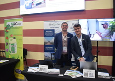 Thomas Hurrell and Alfie Scholefield from Haygrove, a British company offering growing systems