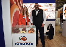 Jacy Barnes Clapp and Pepe Calderon with Farm Pak, promoting sweet potatoes from North Carolina.