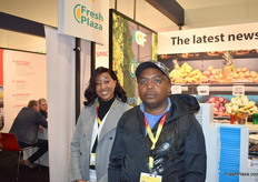 Purity Kendi and Arnold Ngare of Havilah Pro Ltd. visiting the FreshPlaza stand. They export vegetables from Kenya.