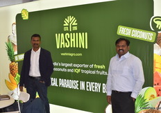 Navaneethan Vellanaipatty Thangavel and Karthik Ap of Vashini. They export fresh coconuts from India to Europe.