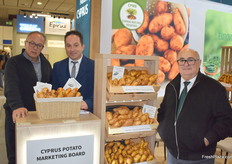 Panikos Hambos (left), Charalambos Anastasiou (center) and Christos Papapetrou (right) from the Cyprus Potato Marketing Board. It undertakes the planning of production, packing, shipping, and marketing of the product in foreign markets.