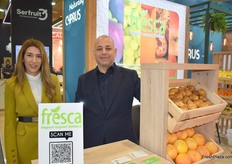 Ms. Stalo Spetsioti and Mr. Panagiotis Symeonides from the Cypriot company Fresca showcased their potatoes and pomelos.