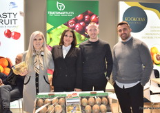 The team of the Greek kiwifruit company Tsiatsmas Fruits. From right, Giorgos Tsiatsmas, Dimitris Doumpis, and Natalia Ioakeimidou. On the left, company associate Elisavet Kiriazi.