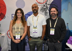 Ashley West, Jyoti Bhogal, and Jaysen Weidner with Berry Fresh were sampling Sweet Karoline blackberries.
