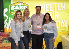 Gary Lambert from United Supermarkets is flanked by Katie Vierra, Bailey Reyneveld, and Susan Noritake with Bako Sweet.