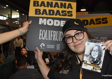 Equifruit's Marianne with her Banana Badass caricature.
