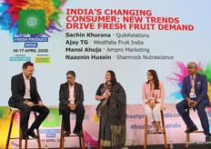 John Hey (FruitNet) Sachin Khurana (QuikRelations), Naaznin Husein (Shamrock Nutrascience), Mansi Ahuja (Ampro Marketing) and Ajay TG (Westfalia India)