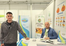 From left, Nikos Lioliopoulos and Ioannis Sarafeidis from Ap. Pavlos SA, which offers a full range of fruits from northern Greece, including pumpkins for Halloween.