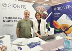 From left, Nikolaos Giontis and Zoi Outa from the company Giontis. Stone fruits, especially cherries, are their specialty.