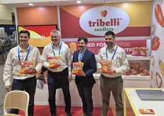Team Enza Zaden promotes the Tribelli Seedless peppers: Adrian Scott, Freek Knol, Jose Morales and Roberto Haveroth.