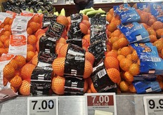 Many types of bagged citrus including red grapefruit from Morocco, oranges from Spain, Orri mandarins from Israel and Halo mandarins from the USA.