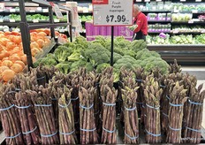 Sizeable stalks of purple asparagus from Mexico.