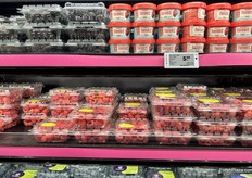 Blackberries, raspberries and blueberries are stocked alongside prepacked pots of chocolate fondue.