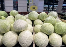Large heads of Ontario green cabbage are also on sale.