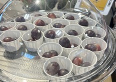 Right next to the Chilean red grapes on display close to the front of the store is this sampling station that doesn't require an attendant.