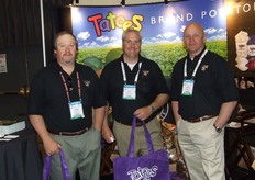"Wahluke Produce, Inc. “ Committed to packing the best quality potatoes available." Scott Nesbit, Jef Galacci (vice president) and Del Christensen."