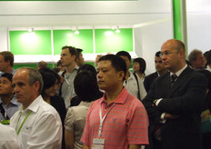 and exhibitors listening to Gérald Lamusse in the openingceremoney.