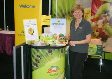 Chris Yli-Luoma promoting the gold kiwi of Zespri. They have got also two figures: “ Goldie and Hairy”.