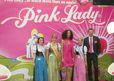 Jean-Jacques Berton with Miss Pink Lady and three little princesses.