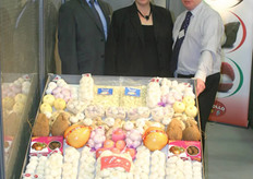 Rajan Rajdev, Astrid Optenhovel and Syd Edwards of Pan United are promoting the garlic.