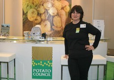 Sophie Lock explains the benefits of The Potato Council's Safe Haven Scheme at the stand