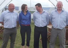 Mark Woodhead, Alison Parry, Paul Sneyd and Phil Park give a warm welcome at the Haygrove Stand.