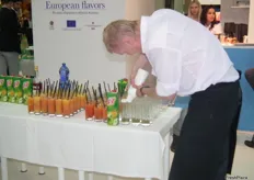 Preparation of a cocktail party at the European flavors booth
