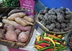 Sweet potatoes, purple potatoes and peppers on the Innovation Pavillion.