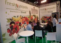 The booth of Fresh Yagoda full with customers. They import and export a lot of produce from Israël.