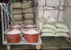 mixing ingredients-- mix rice-bran and wheat-bran