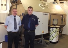 The men from Haith were in Berlin to promote Haith's Root Vegetable Polisher. Chris Haith(right)and Duane Hill(left).