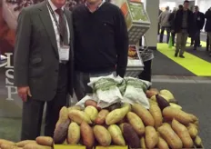 Stan Smith of Scott Farms International and David Glennan of Glennans show the new Sweet Potato Chips.