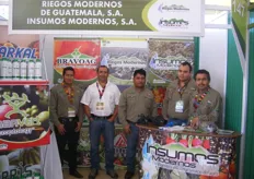 Carlos Villalta, Lucas Gregorio, Dimitrio Lorenzo, Carlos Rodriguez and associate in front of the Riegos Modernos de Guatemala and Insumos Modernos stand. They specialize in irrigation systems.