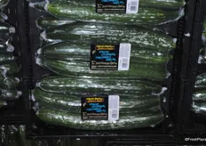 Long English cucumbers packed by three