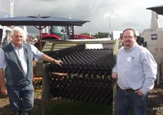Richard Newman and Glen Burt with Herbert's new pyramid grader, which encourages potatoes to fall lengthwise through the gap, this a more accurate way of grading. The were at Potato Europe to measure interest in the machine.