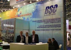 "Yuriy Pashkurov (middle) visiting Black Sea Cargo stand. Pashkurov works for "Agriver" company."