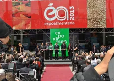 The official opening of Expoalimentaria 2013. Ollanta Humala, president of Peru, has cut the ribbon.