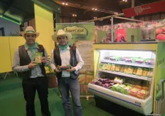Manuel Moracho, General Director of Huercasa and Carlos Olmos Marinero, Deputy General Director and Commercial Director of Huercasa, the most sought after cowboys of the fair, promoting its new processed and organic products.