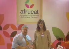 Staff at the stand of Afrucat, representing Catalonia’s entrepreneurial sector.
