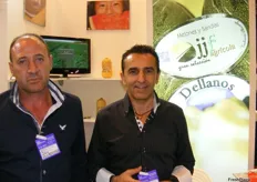 José Luís Agudo and Juan P. Madrigal, of Agrícola JJF, promoting their melons, watermelons, onions and pumpkins.