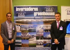 Mikel Pérez Martínez and Juan José Conesa Martínez, of Invernaderos IMA, presenting their high-end greenhouse structures.