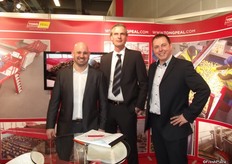 The team from Tong Peal, with the new box tipping system from potatoes and root vegetables, Revolver. Tim Young, Charlie Rich and Arne Reinbold.